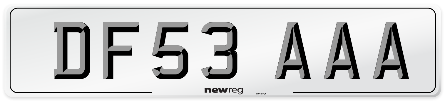 DF53 AAA Number Plate from New Reg
